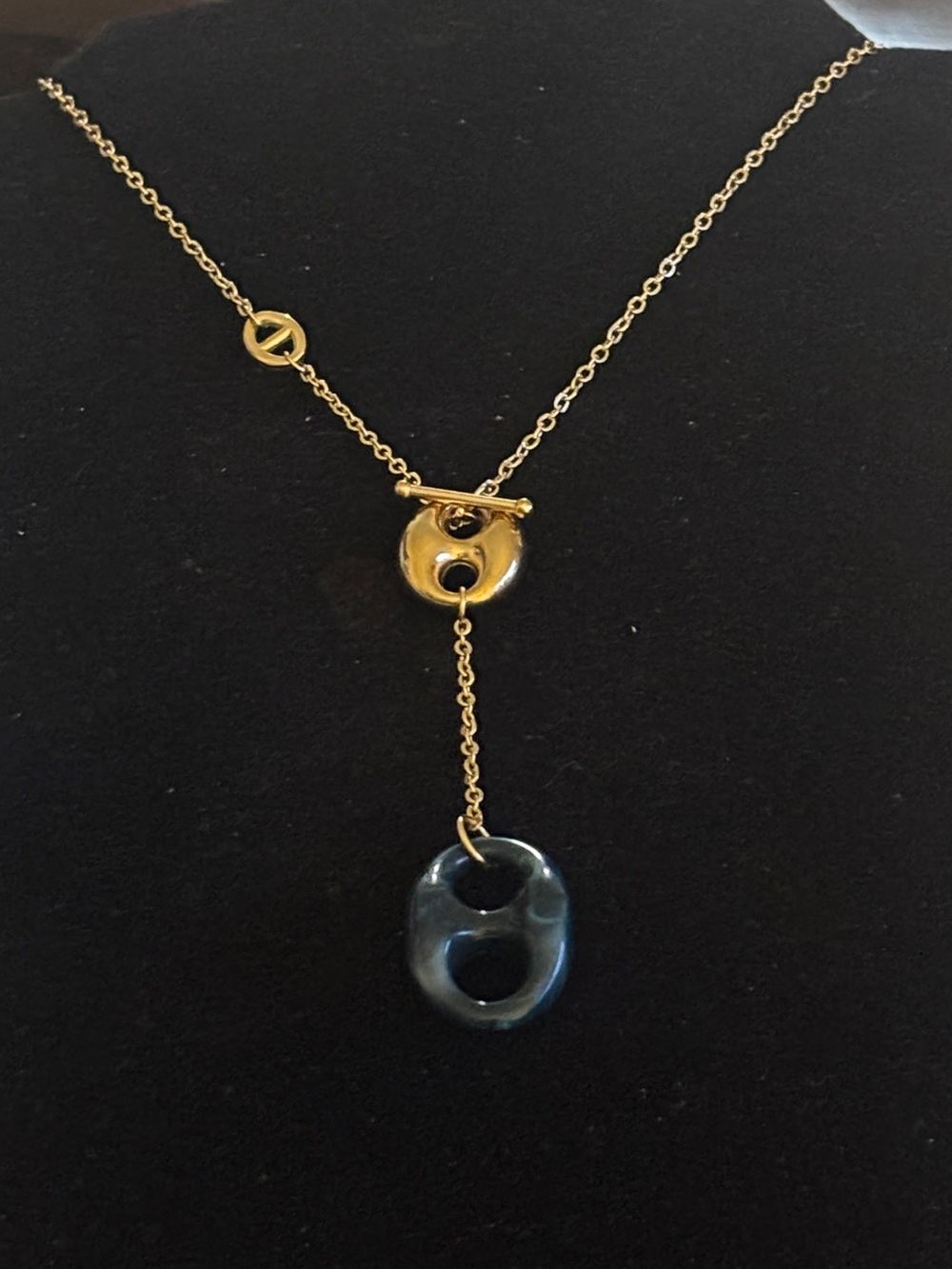 20” Gold Pig Nose Lariat Drop Necklace | Chic Mariner Link Y-Chain Toggle